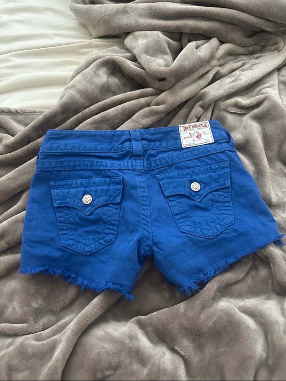 True Religion Women's Bright Blue Denim Cutoff Shorts